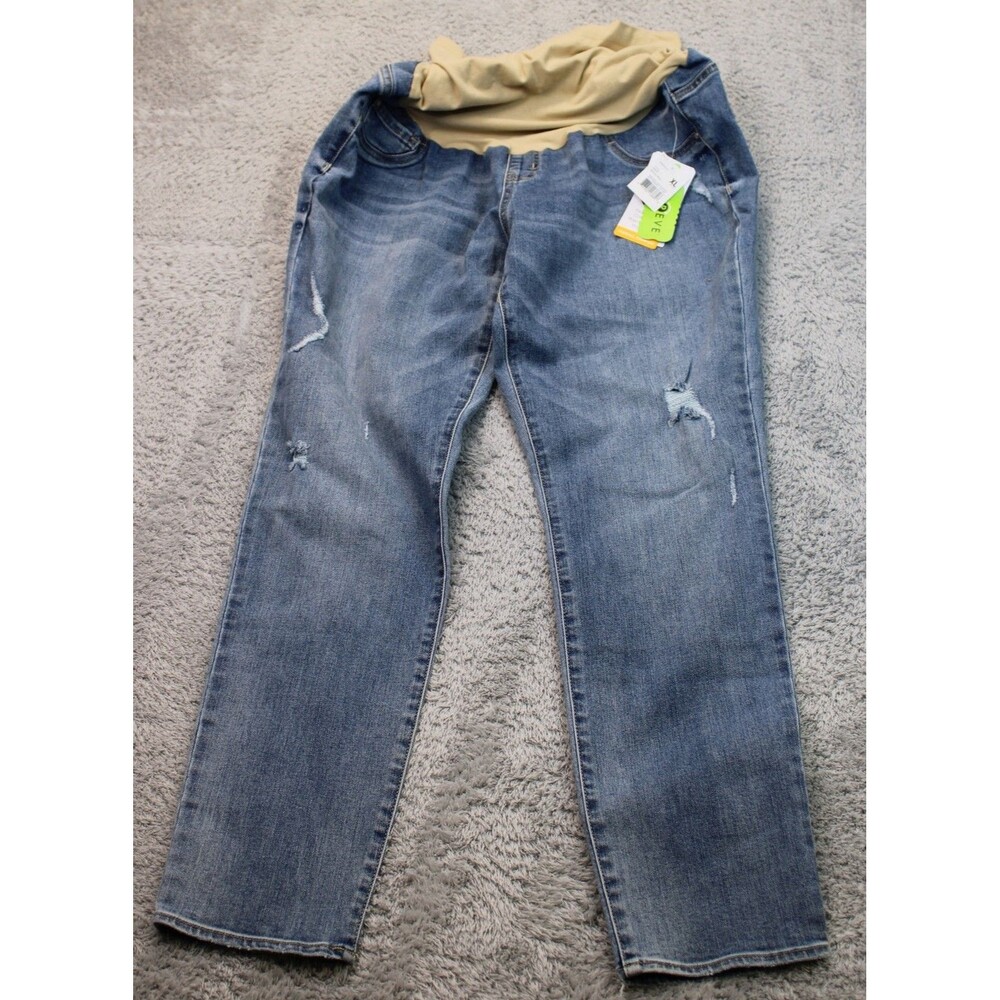 Motherhood Maternity Jeans Women's XL Blue Distressed TruTemp 365 Repreve Medium